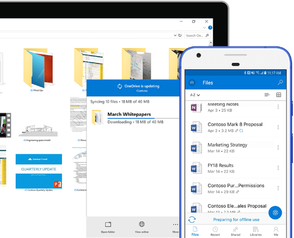 onedrive-a-tablet-and-phone-showing-different-views-of-files-and-folders-in-OneDrive-interstellar-business-solutions-limited-ibsl